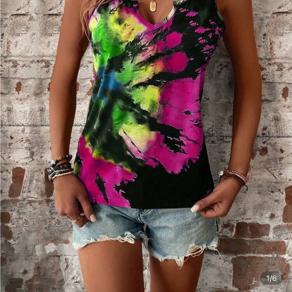 SHEIN Colorful Tie-Dye Tank Top. NWOT. SIZE XXL (14)